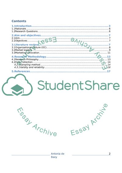 Impact of Marketing Innovation on the Organizational Culture of a Market Leader