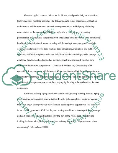 Ethical Consideration of Outsourcing