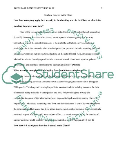 Database Dangers in the Cloud