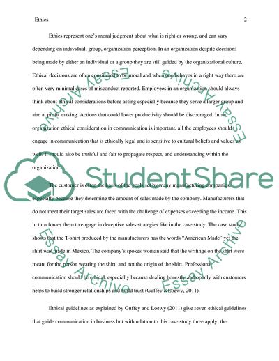 Ethical Consideration in Business