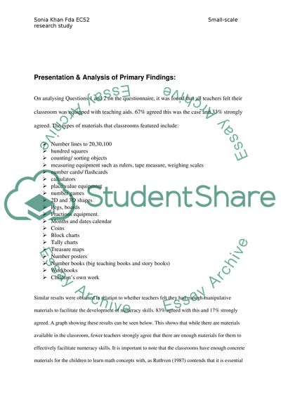 Small -Scale Research Investigation to 10 KS1 Teachers