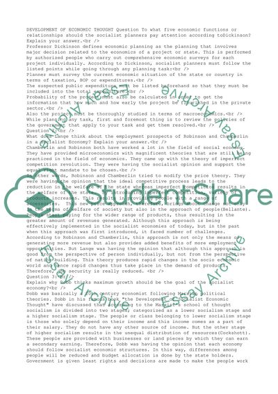 Development of Economic Thought