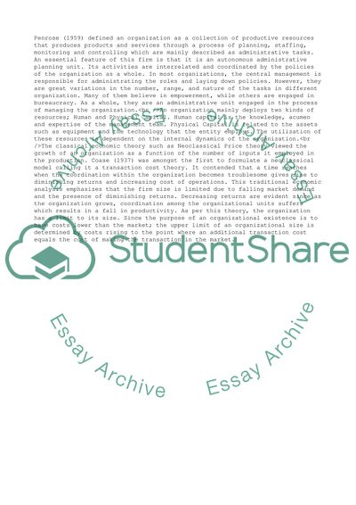 Optimal Size of the Firm