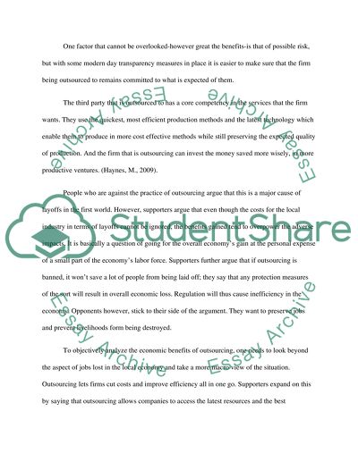 The Economic Impact of Outsourcing