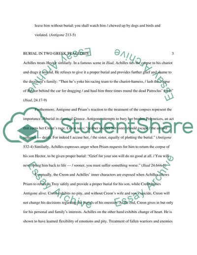 Burial in Two Greek Tragedies: Iliad and Antigone