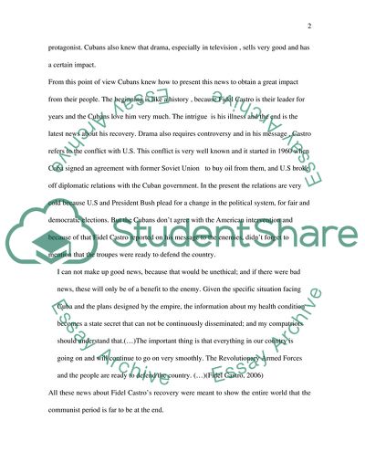 Analysis of the News Story about Fidel Castros Recovery