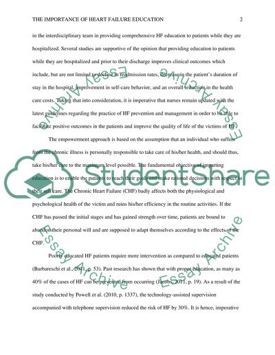 Position paper--Heart failure education Personal Statement