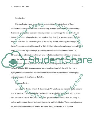 Mindful-Based Stress Reduction and Bulling