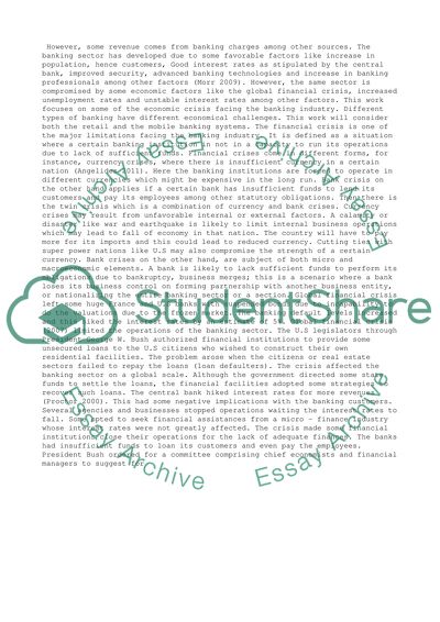 Economical crisis facing the banking Industry