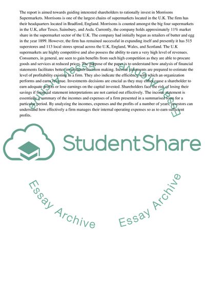 Financial Statements and the Monetary Situation of Morrisons