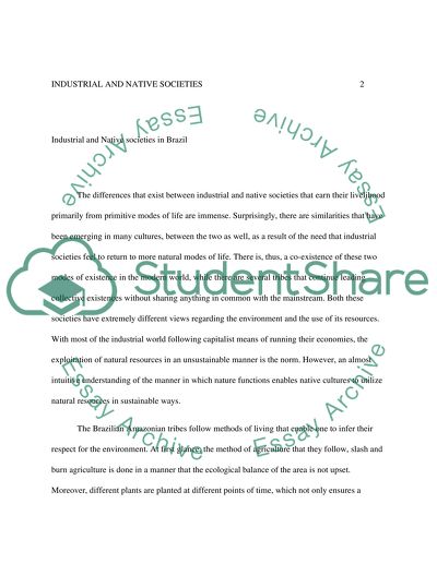 Industrial Society and Native Culture