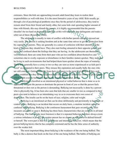 Adolescence and Bullying