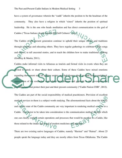 The Past and Present Caddo Indians in Modern Medical Setting