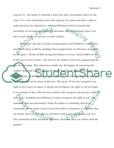Analysis of two reading assignment to their persuasiveness: their effective and ineffective argument