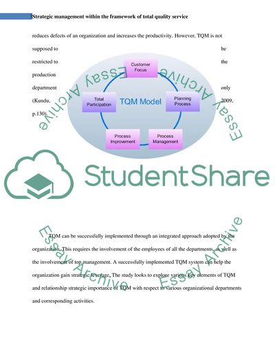 Strategic Management within the Framework of Total Quality Service