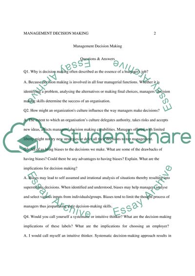 Management Decision Making