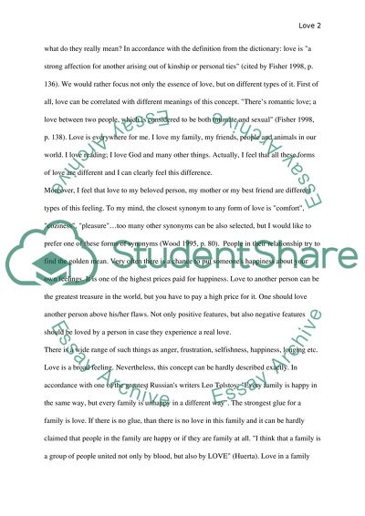 Sample definition essay on love