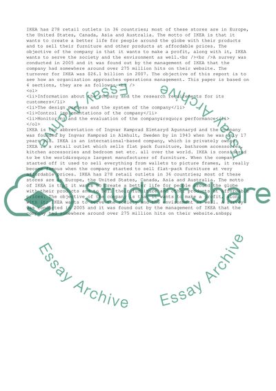 Managing Operations at IKEA