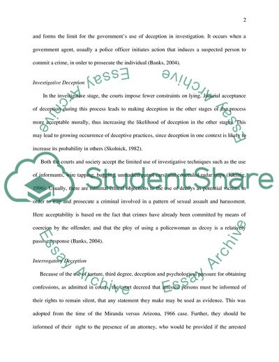 Deception in the Investigative, Interrogative and Testimonial Processes