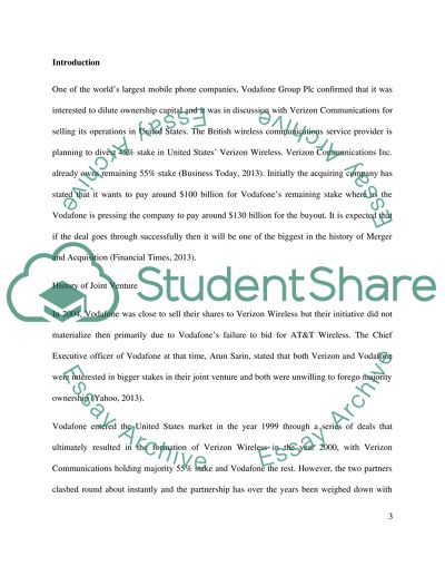 Vodafones Sale of Ownership of Joint Venture to Verizon