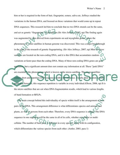 DNA Fingerprinting in Molecular Biology