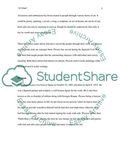 The Influence of Picasso and Cubism on Gertrude Steins Tender Buttons