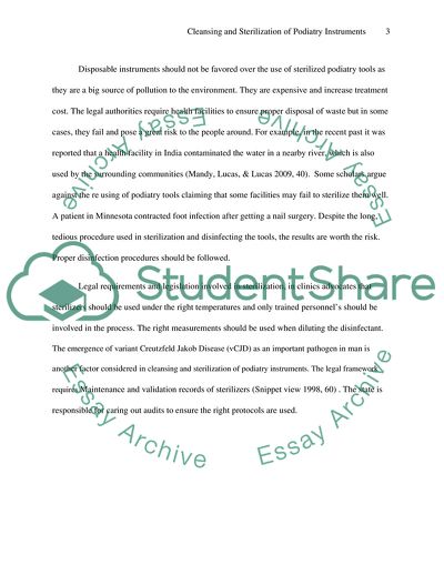Cleansing and Sterilization of Podiatry Instruments