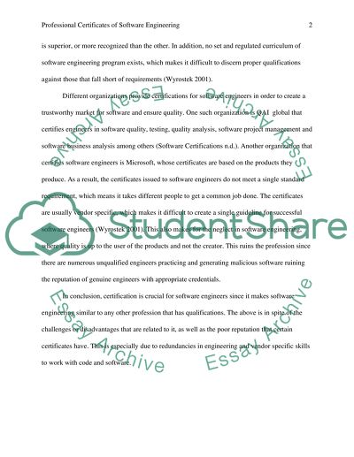 Professional certificates of software engineering