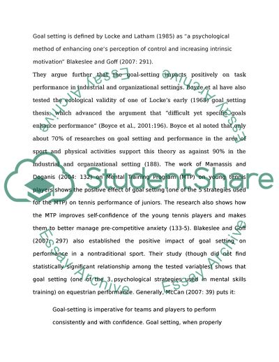 Goal Setting Psychological Strategy