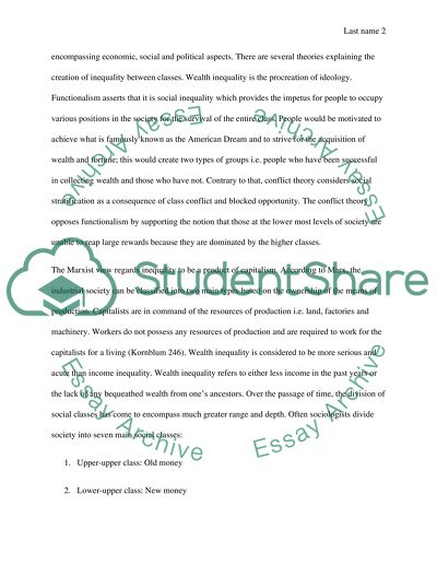 Social stratification and wealth inequality. US population