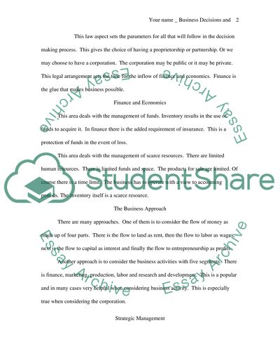 Business Decisions and the Changing Conditions