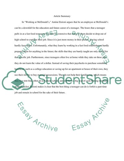 Summary/Critical Response