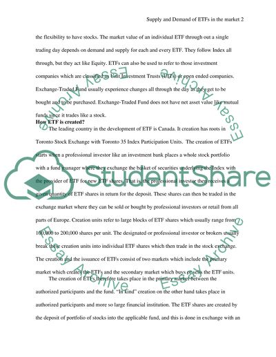 Supply and Demand of Exchange-Traded Funds in the Market