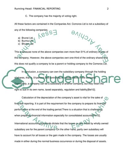 Depreciation of the Subsidiary Companies