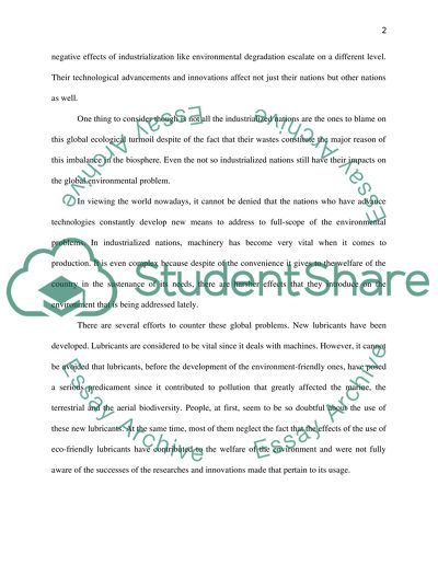 Environmental Effect of Synthetic Lubricants