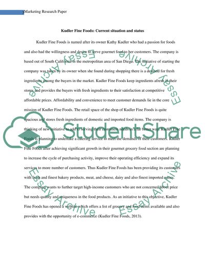 Marketing Objectives of Kudler Fine Foods