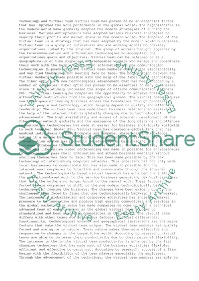 Technology and virtual team