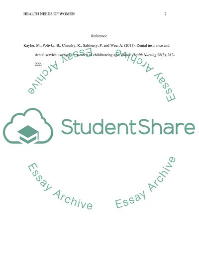 Health Needs of Women in the United States