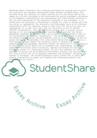 Sustainability Strategy at Edinburgh Napier University