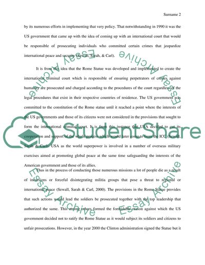 The US Refusal to Join the International Criminal Court