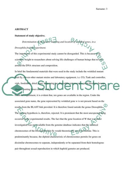 Genetic - Mapping of a Gene Causing a Drosophila Mutant Phenotype