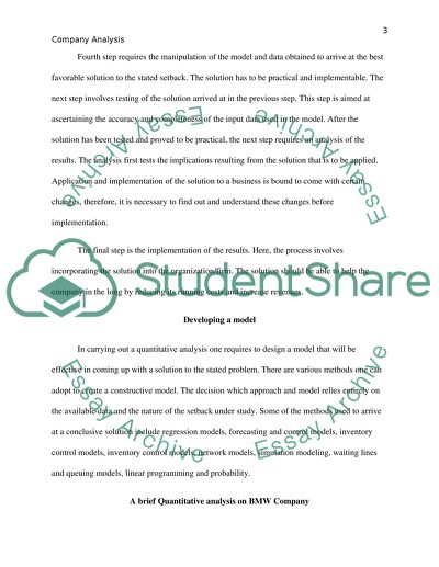 The company analysis for BMW: quantitative analysis approach