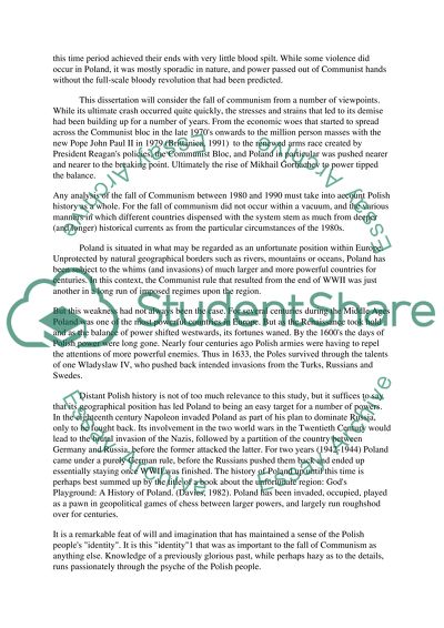 The Fall of Communism: the Polish Experience, 1980 - 1990