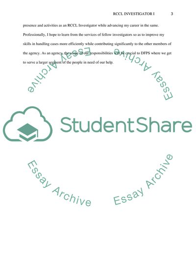 Statement of Interest - Residential Child Care Licensing Investigator