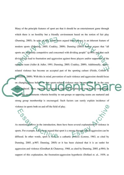 Violence in Sports - On and Off the Field of Play