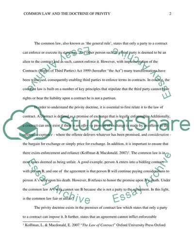 Common Law and the Doctrine of Privity