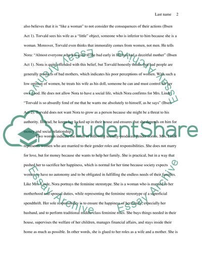 Marriage as Entrapment for Men and Women in Ibsens A Dolls House