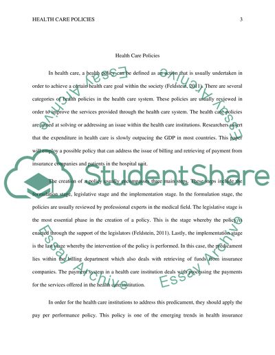 Health Care Policies in a Hospital Unit