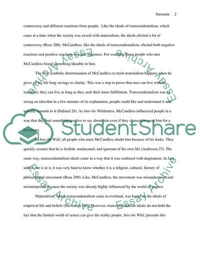 Transcendentalism and Into the Wild