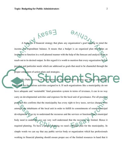 Budgeting for Public Administrators